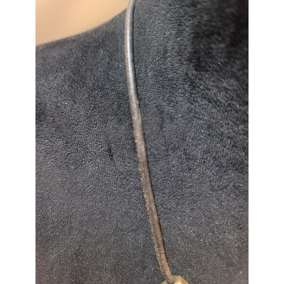 Women's Brass Bar Pendant Necklace On Leather Cord With Hook Clasp Jewellery - Picture 5 of 7